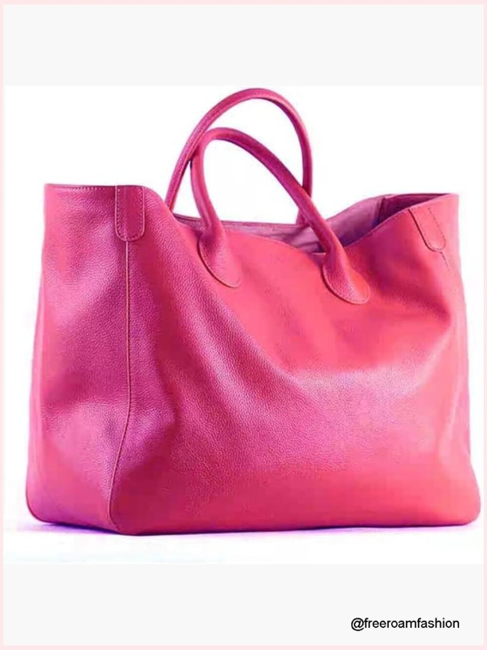 Large Leather Tote Bag with Interior Pockets for Work and Travel